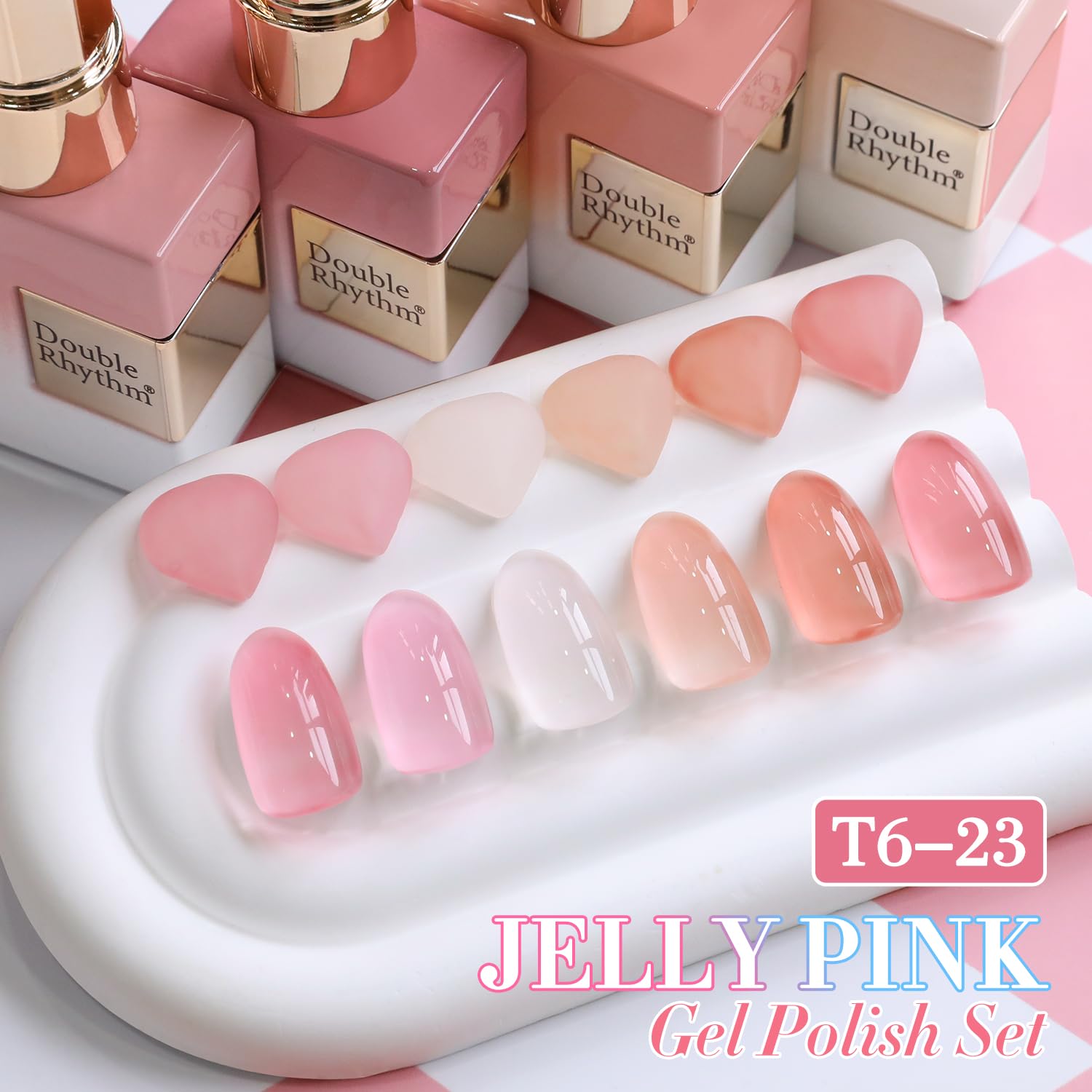 Double Rhythm 6 Pcs 15ml Gel Polish Set Jelly Milky White Nude Pink Rose T6-23