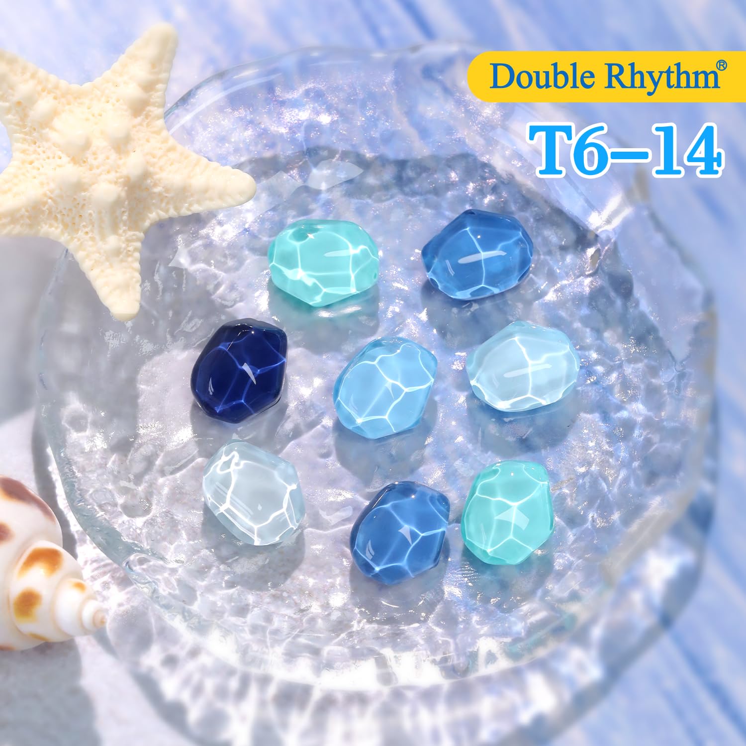 Double Rhythm 6-Pcs 15ml Gel Polish Set – Same Shade Soak-Off Kit for DIY Manicure (Light Blue / Navy / Teal)