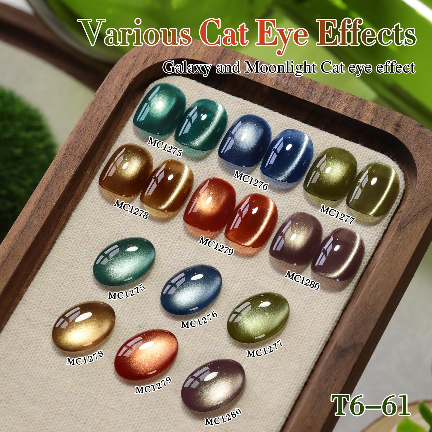 Double Rhythm Cat Eye Gel Nail Polish Set – 6 Same Color Bottles, 0.5 oz, Magnetic Holographic UV Gel Kit