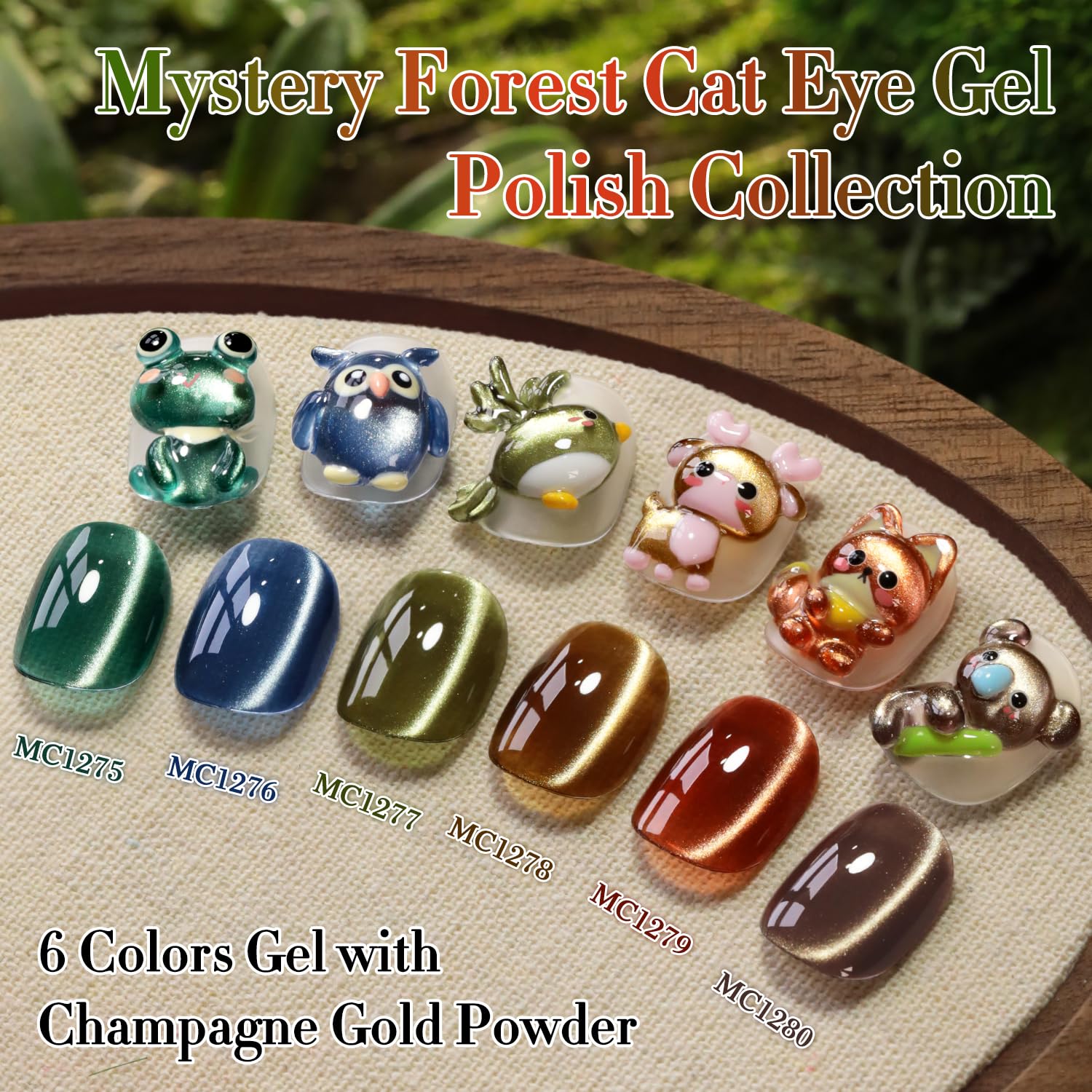 Double Rhythm Cat Eye Gel Nail Polish Set – 6 Same Color Bottles, 0.5 oz, Magnetic Holographic UV Gel Kit