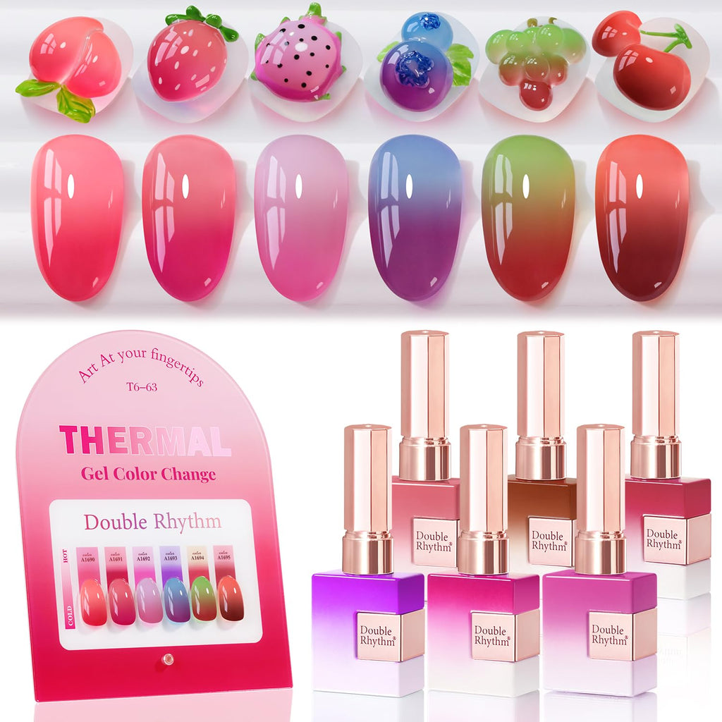 Double Rhythm 6 Pcs 15ml Color-Changing Gel Polish Set – Temperature Shift Nail Kit