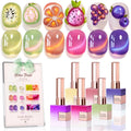 Double Rhythm Fruit Cat Eye Gel Polish Kit – 6x 0.5oz Magnetic Shimmer UV Polish (Glass Rose Pink Green-T6-48)