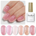 Double Rhythm Gel Nail Polish Set — 6 Pastel Jelly Shades for DIY Manicures (Kit 38)
