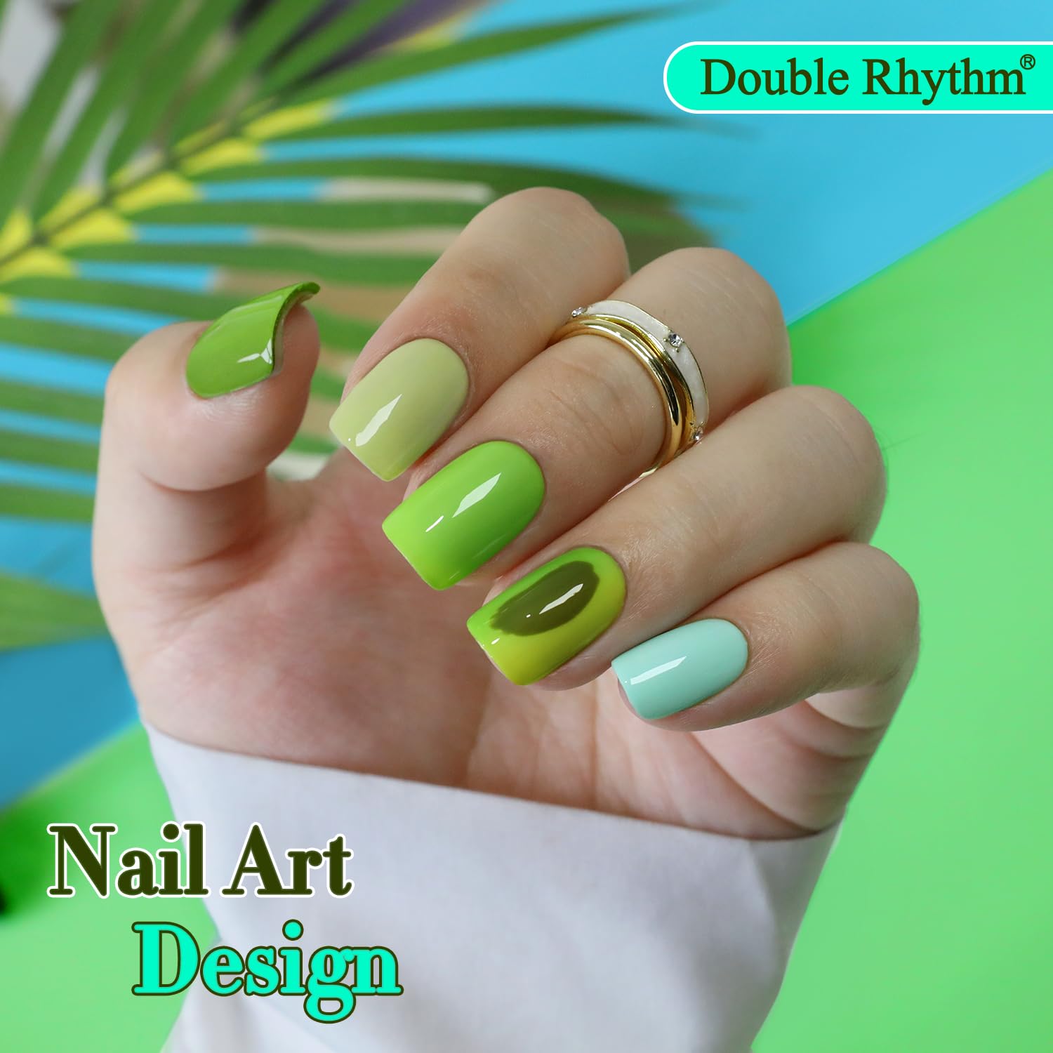 Double Rhythm 6 Pcs Gel Polish Set – 15ml Each in Light Dark Green Olive Teal
