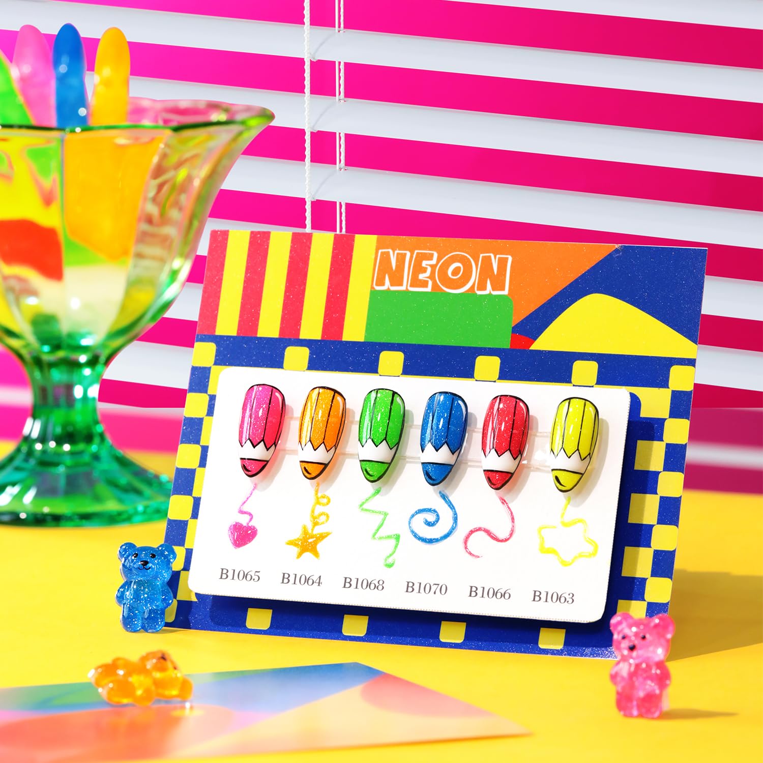 Double Rhythm 6 Pcs 15ml Glitter Gel Polish Set – Neon Shimmer Colors