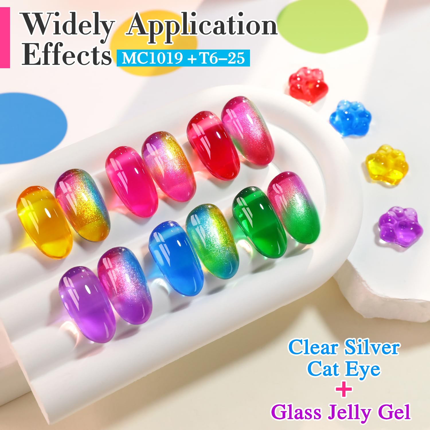 Double Rhythm 6 Pcs Gel Polish Set 15ml – Jelly Yellow, Pink, Red, Purple, Blue & More (Soak Off)