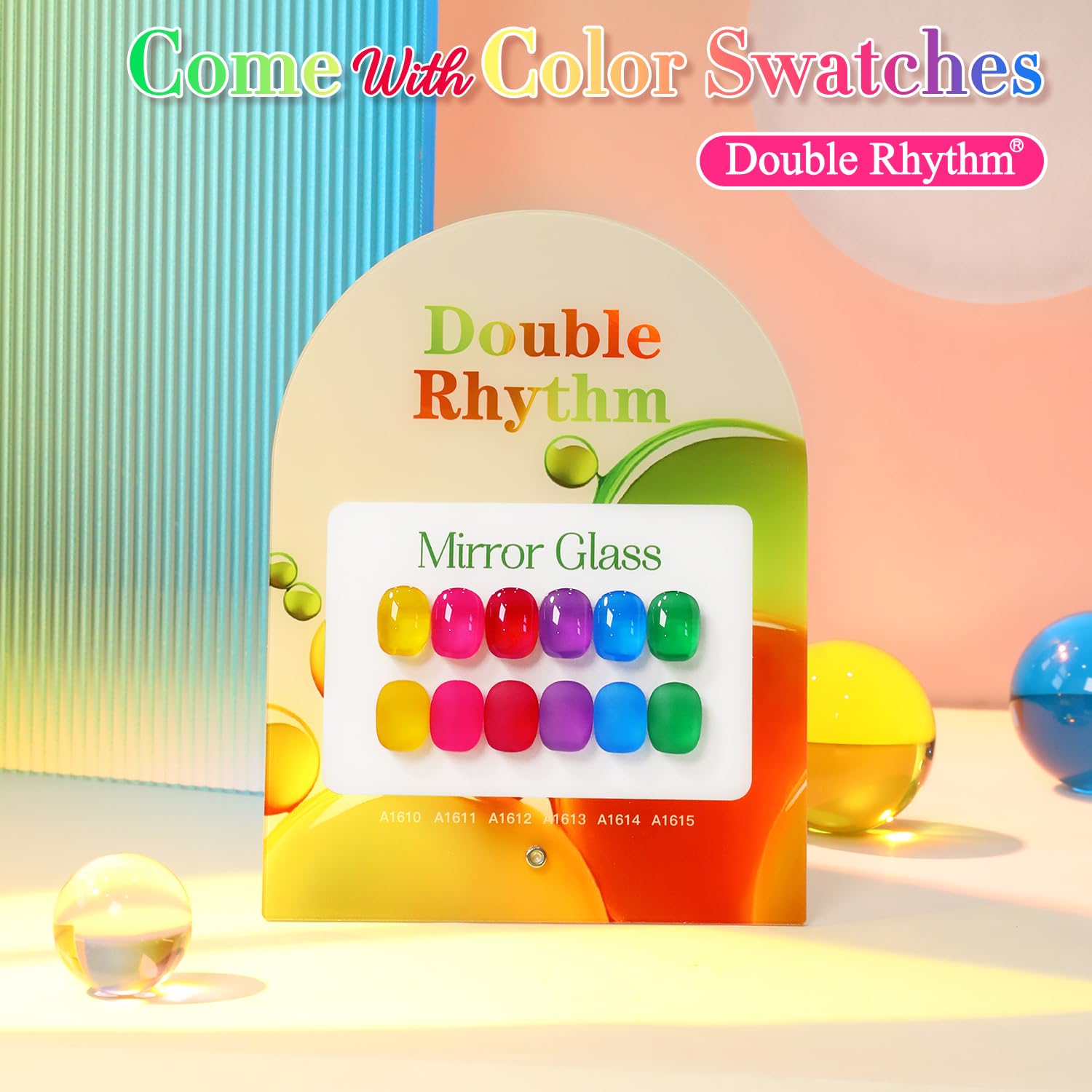 Double Rhythm 6 Pcs Gel Polish Set 15ml – Jelly Yellow, Pink, Red, Purple, Blue & More (Soak Off)