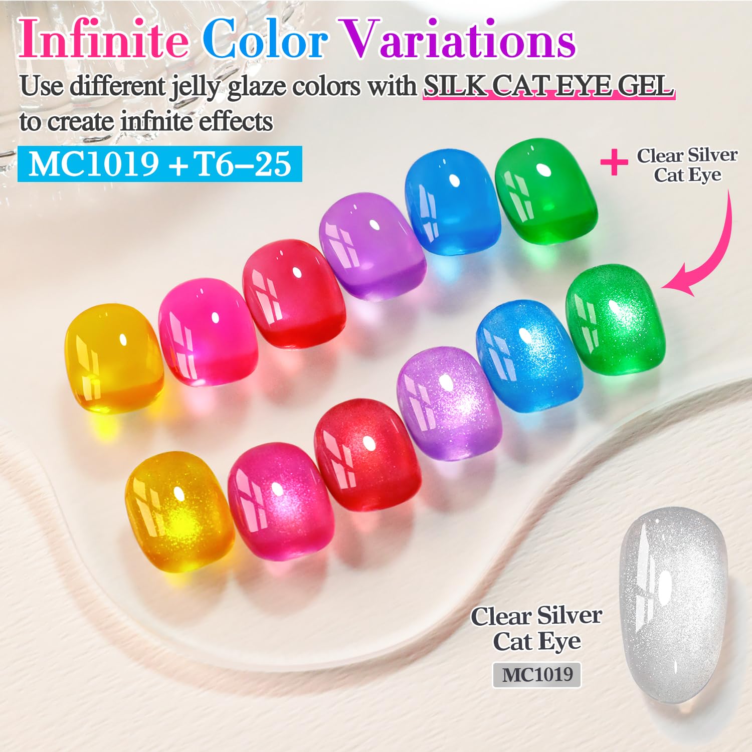 Double Rhythm 6 Pcs Gel Polish Set 15ml – Jelly Yellow, Pink, Red, Purple, Blue & More (Soak Off)