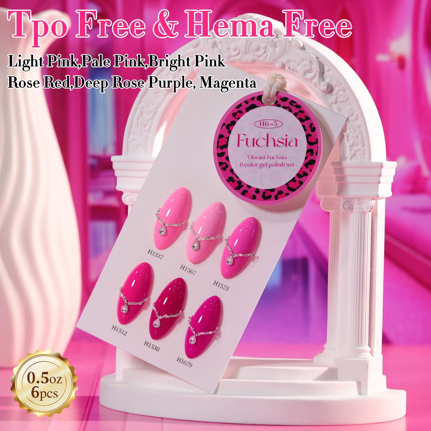 Double Rhythm 6 Pcs HEMA-FREE Gel Polish Set – Same Color, Same Bottle, Soak Off (0.50 oz)