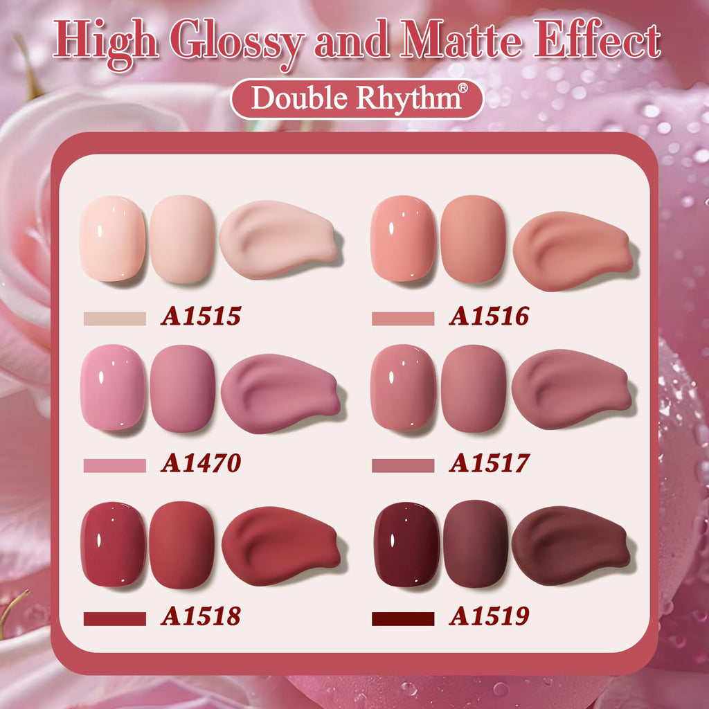Double Rhythm 6 Pcs Gel Polish Set 15ml – Same Shade, Soak-Off, UV/LED Cure