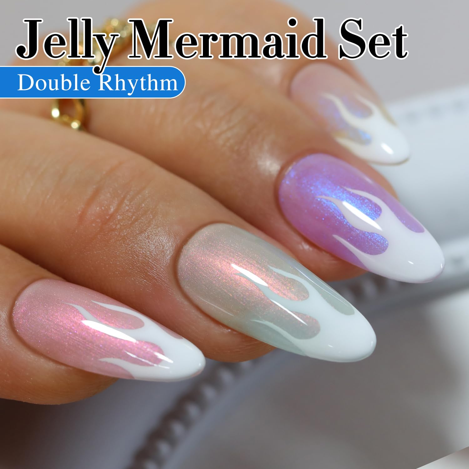 Double Rhythm Jelly Sheer Gel Nail Polish Set – 6 Pastel Colors Kit8