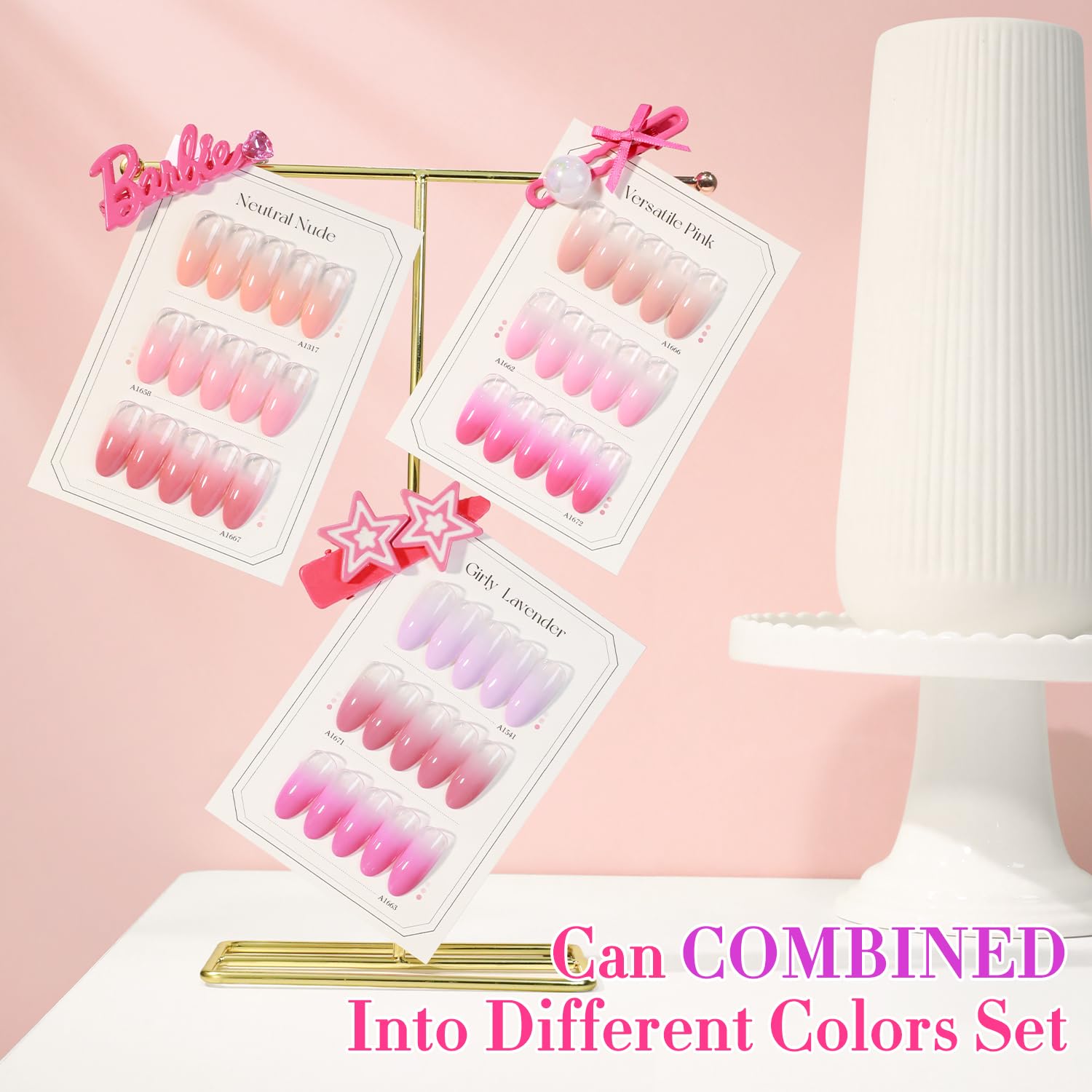 Double Rhythm 28Pcs Gel Nail Polish Set – Neutral Nude Collection T24-12 (0.5oz)