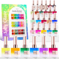 Double Rhythm 28Pcs Gel Nail Polish Set – Neon Jelly Sheer Collection, 0.5oz Bottles