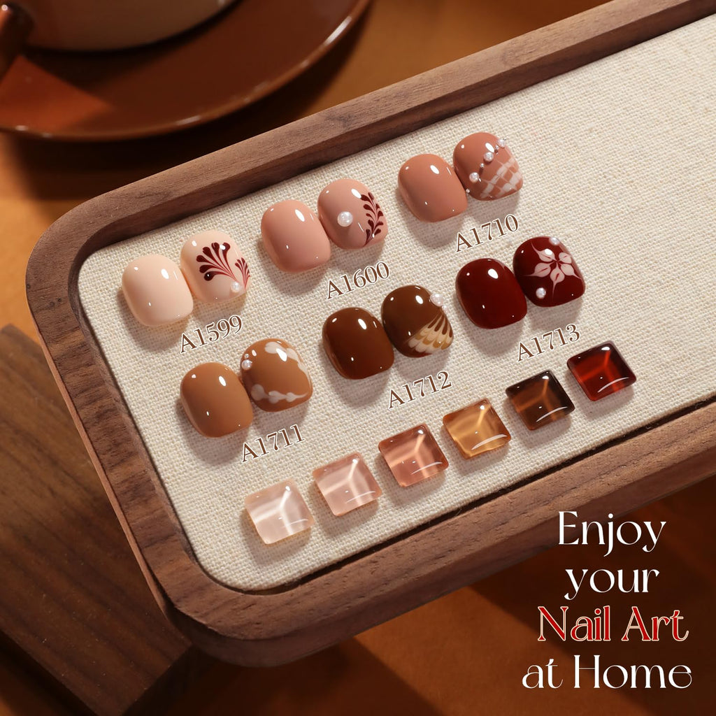 Double Rhythm 6 Pcs 15ml Gel Polish Set – Burgundy Cherry Brown Coffee (T6-69) – Soak-Off Nail Polish