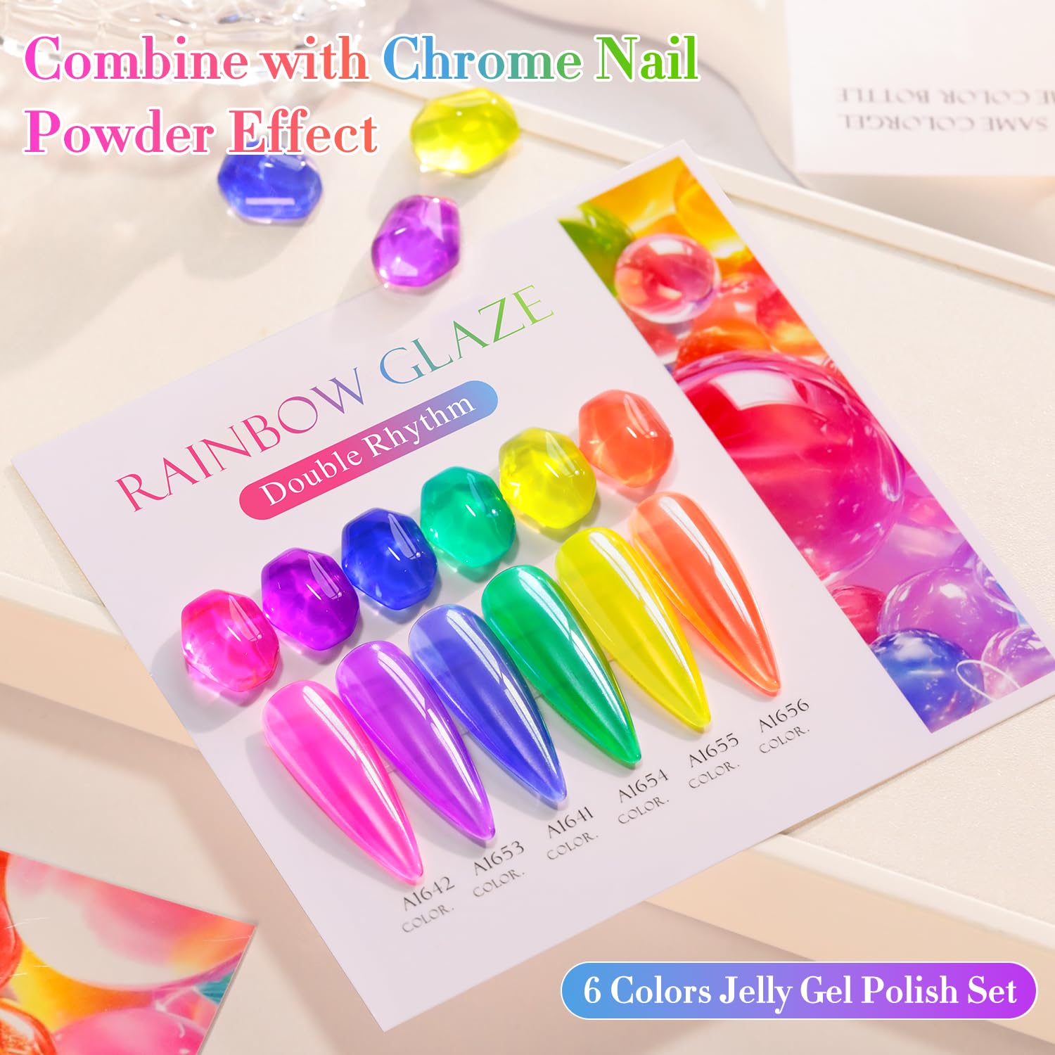 Double Rhythm 6 Pcs 15ml Gel Polish Set – Same Color, Soak Off Jelly Neon Kit