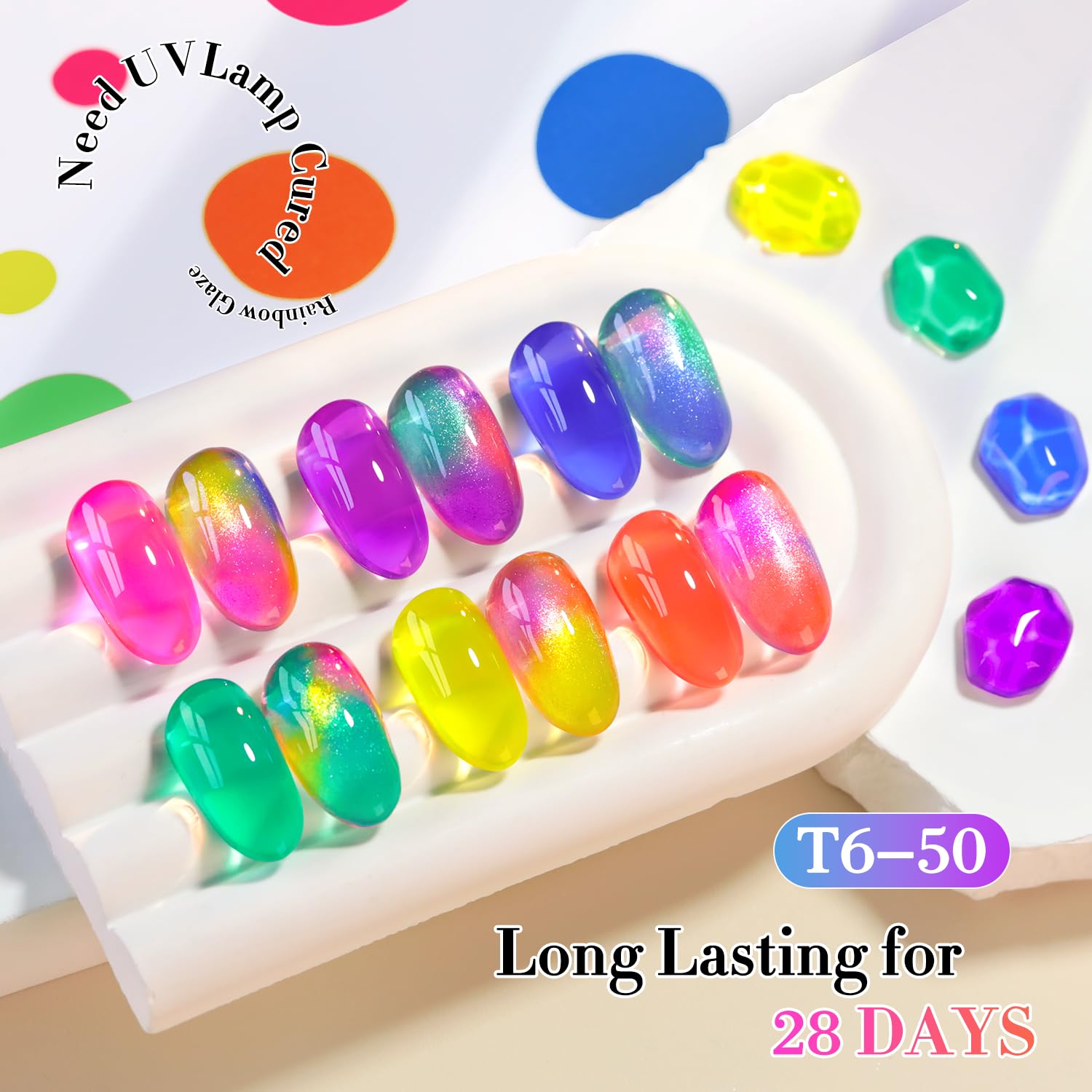 Double Rhythm 6 Pcs 15ml Gel Polish Set – Same Color, Soak Off Jelly Neon Kit