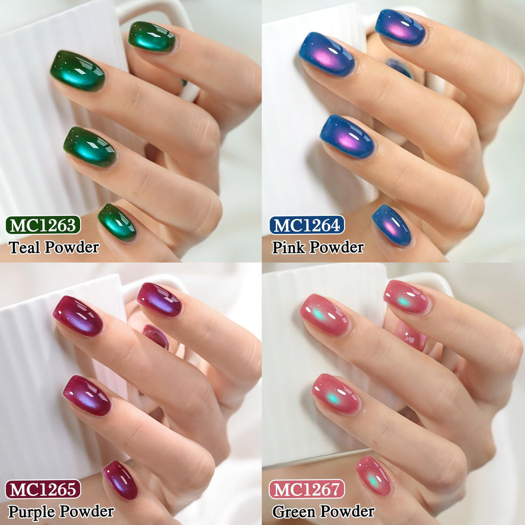 Double Rhythm Cat Eye Gel Nail Polish Set – 6 x 0.5 oz Glass Galaxy Green-T6-59