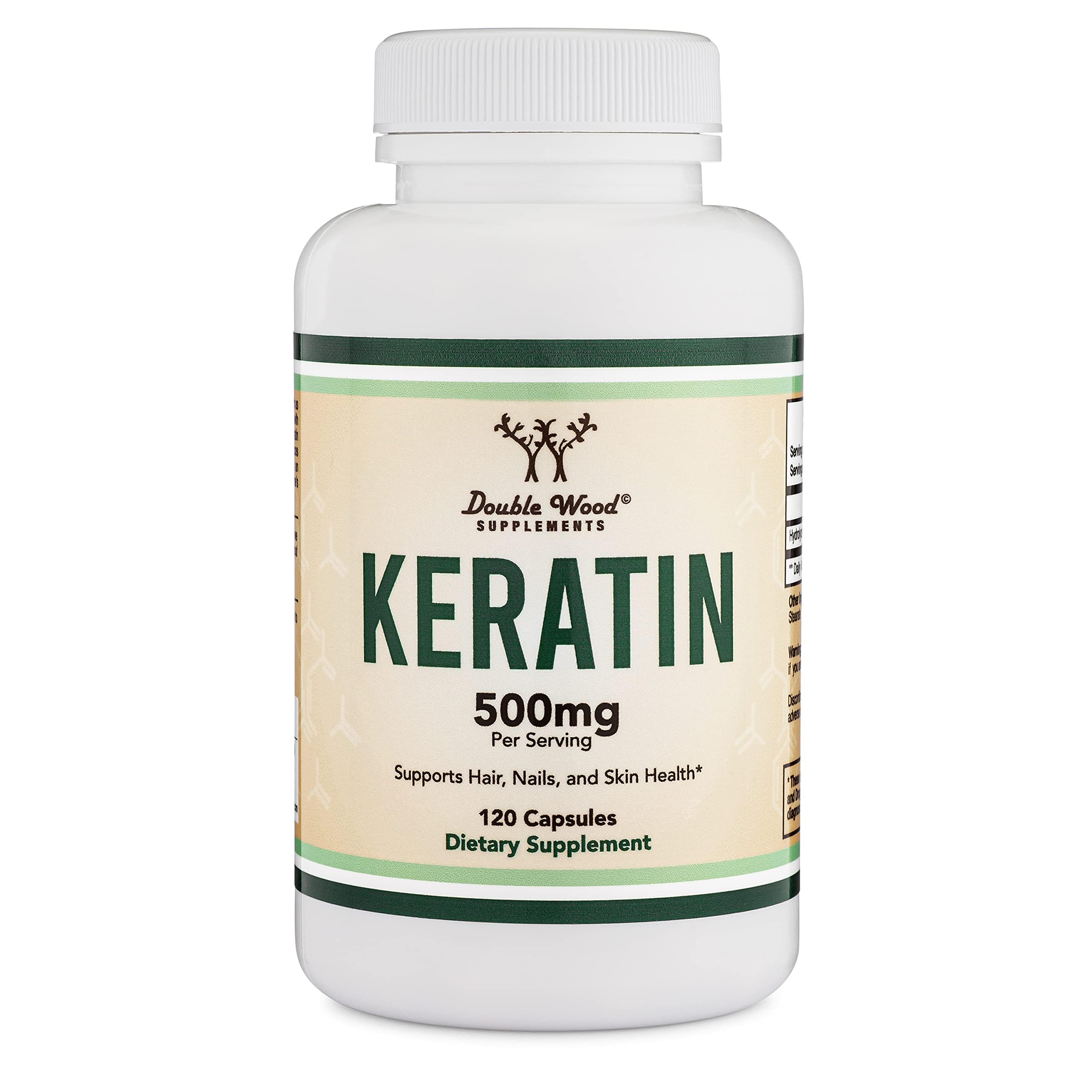 Double Wood Keratin Hair Growth Vitamin, 500mg per Serving, 120 Pills – Vegan Safe