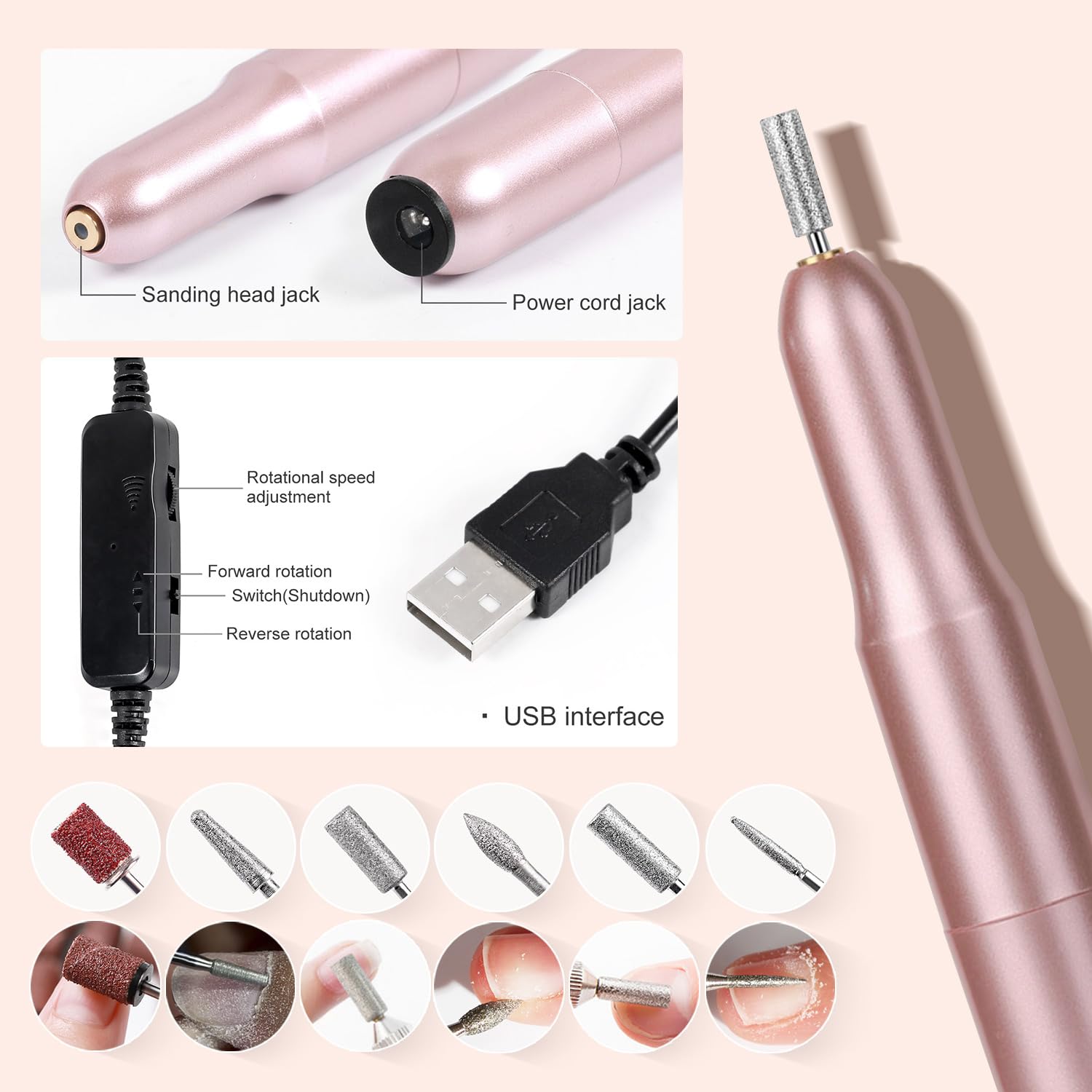 DouborQ Acrylic Nail Kit with Monomer, 6 Glitter Colors, UV Lamp – Beginner Friendly (Pink)
