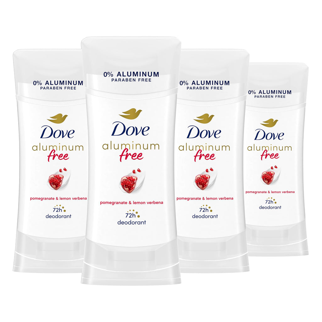 Dove Aluminum Free Deodorant for Women 4 Count Pomegranate and Lemon Verbena 72 hour odor protection 2.6 oz