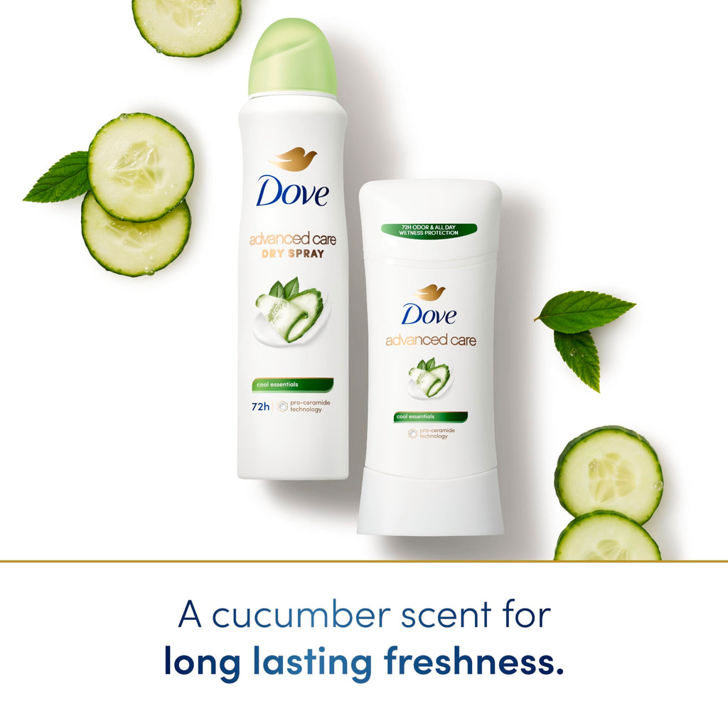 Dove Advanced Care Cool Essentials Dry Spray Antiperspirant – Pro Ceramide, 72H Protection (4 Count)