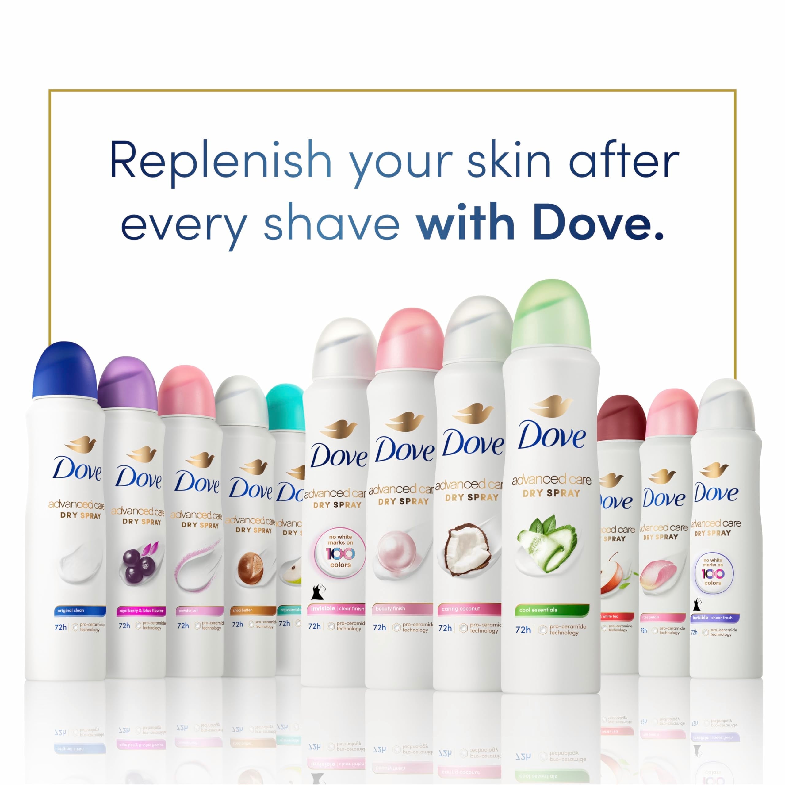 Dove Advanced Care Cool Essentials Dry Spray Antiperspirant – Pro Ceramide, 72H Protection (4 Count)