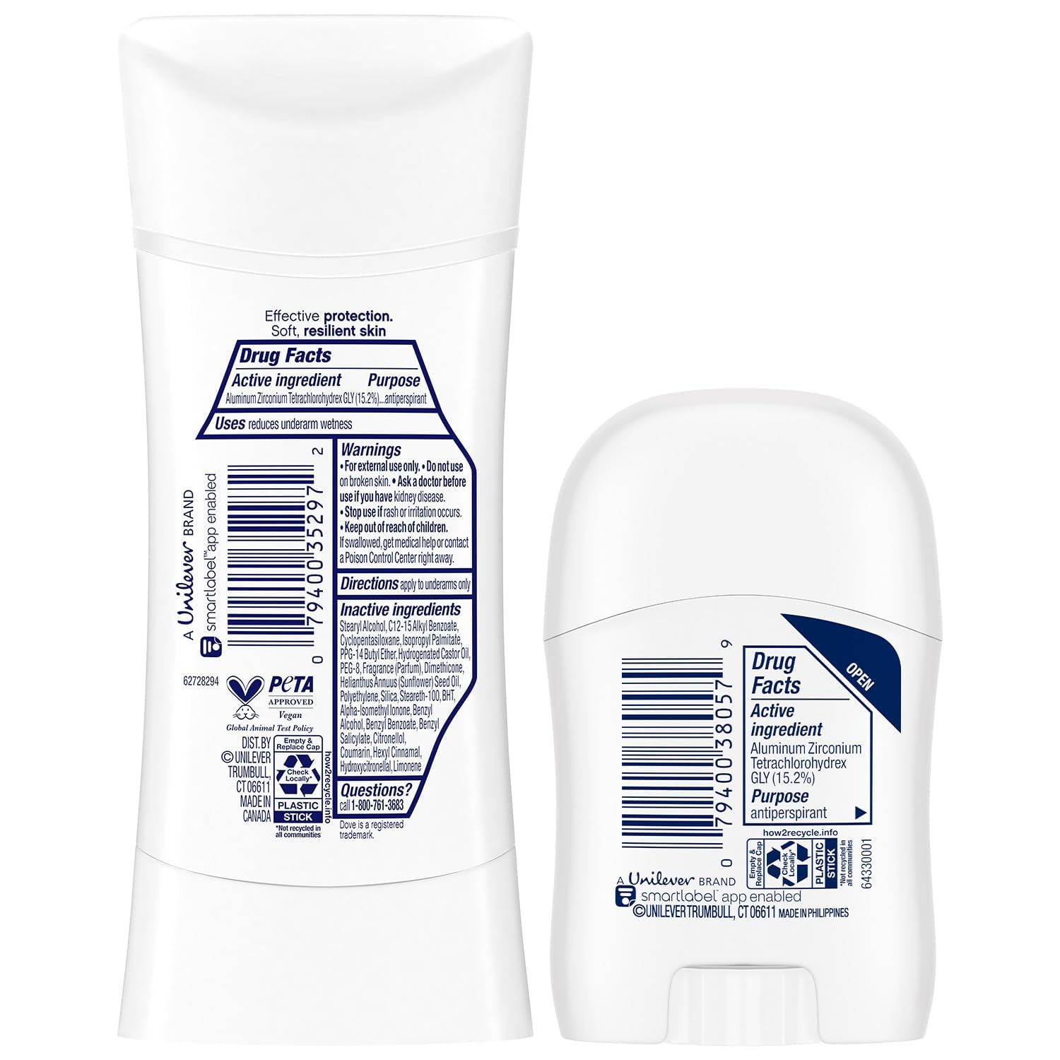 Dove Advanced Care Deodorant – Cool Essentials Bundle (2 Full-Size Sticks + Mini) | Antiperspirant Deodorant Set