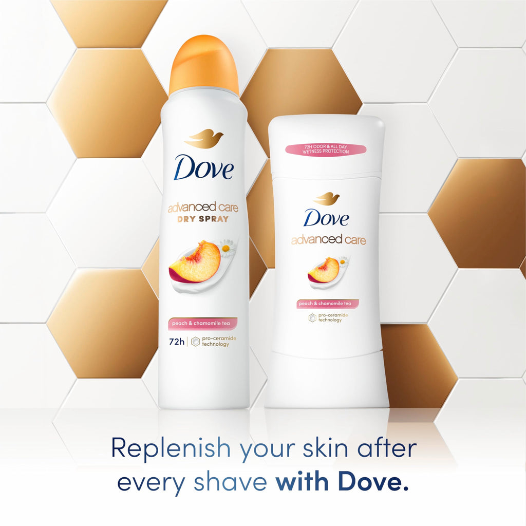 Dove Advanced Care Peach & Chamomile Tea Antiperspirant Deodorant Stick – 72h Odor Control & Skin Barrier Support, 4 Count (2.6 oz each)
