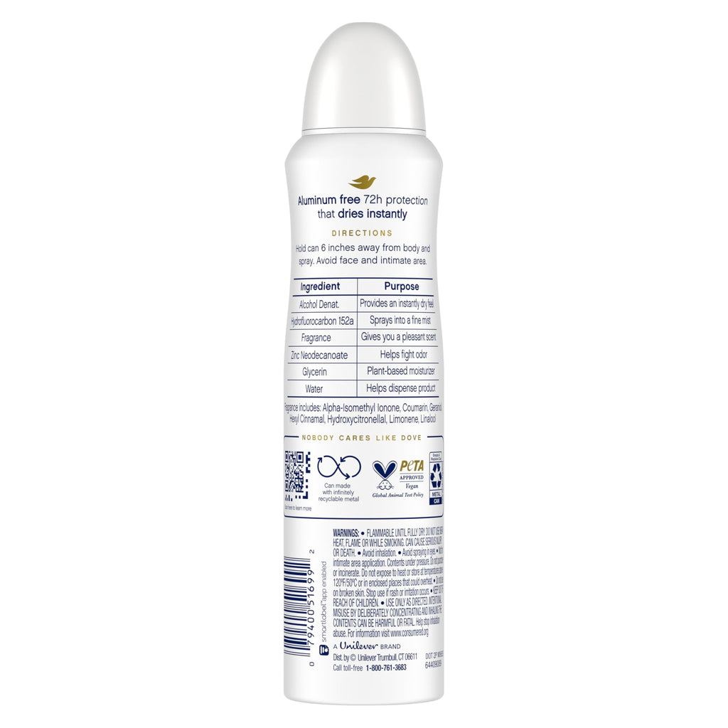 Dove Aluminum Free Deodorant Spray for Women – Dragon Fruit & Coconut Cream, 3-Pack (4 oz each)