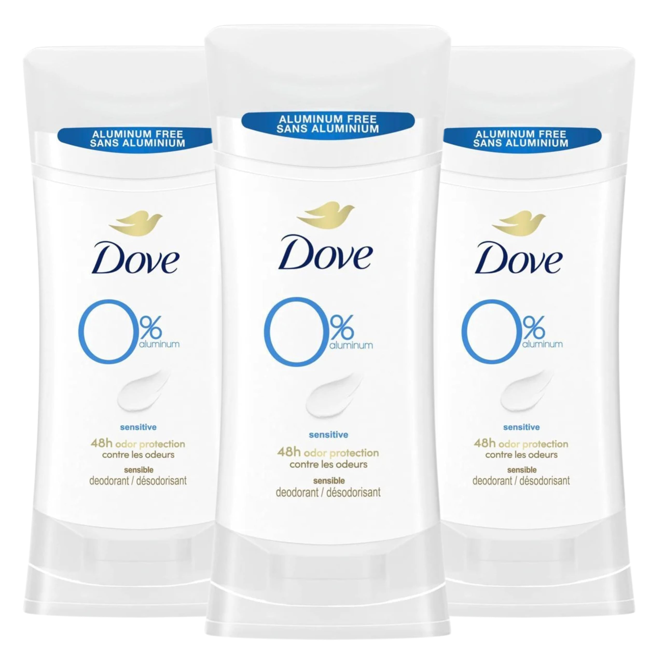 Dove Aluminum Free Deodorant for Women – Sensitive (3 Count) 2.6 oz | 48-Hour Odor Protection