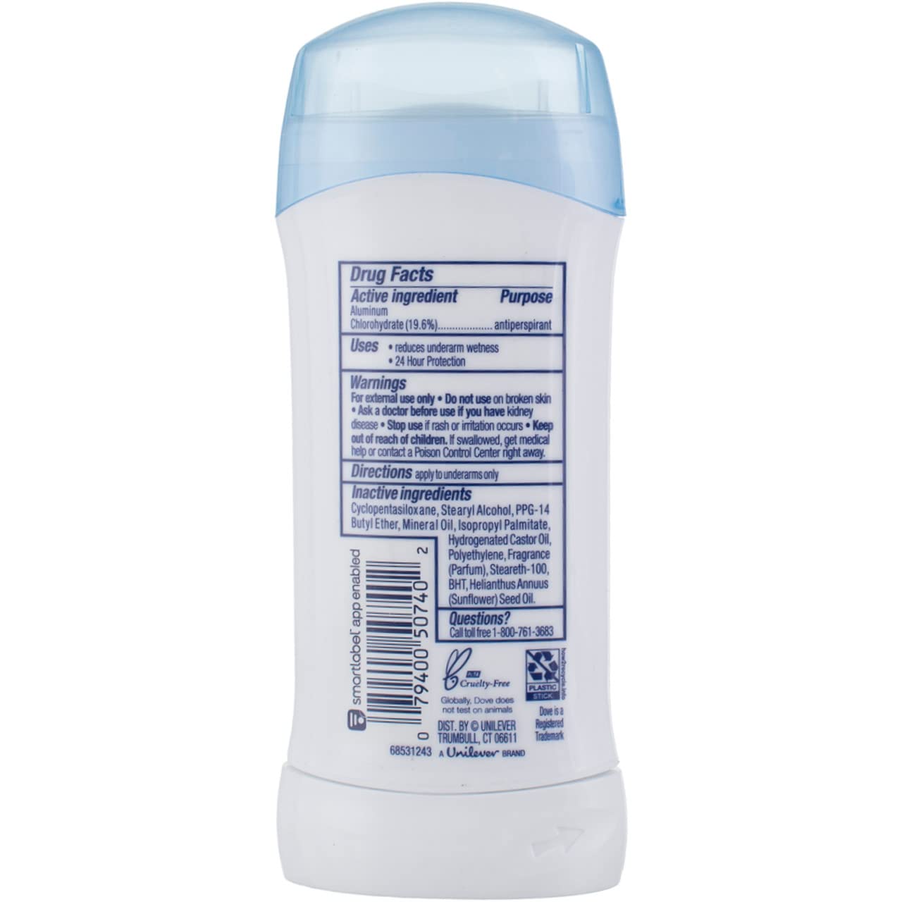 Dove Anti-Perspirant Deodorant for Sensitive Skin – Unscented, Alcohol-Free, 2.6 oz Stick (Pack of 12)