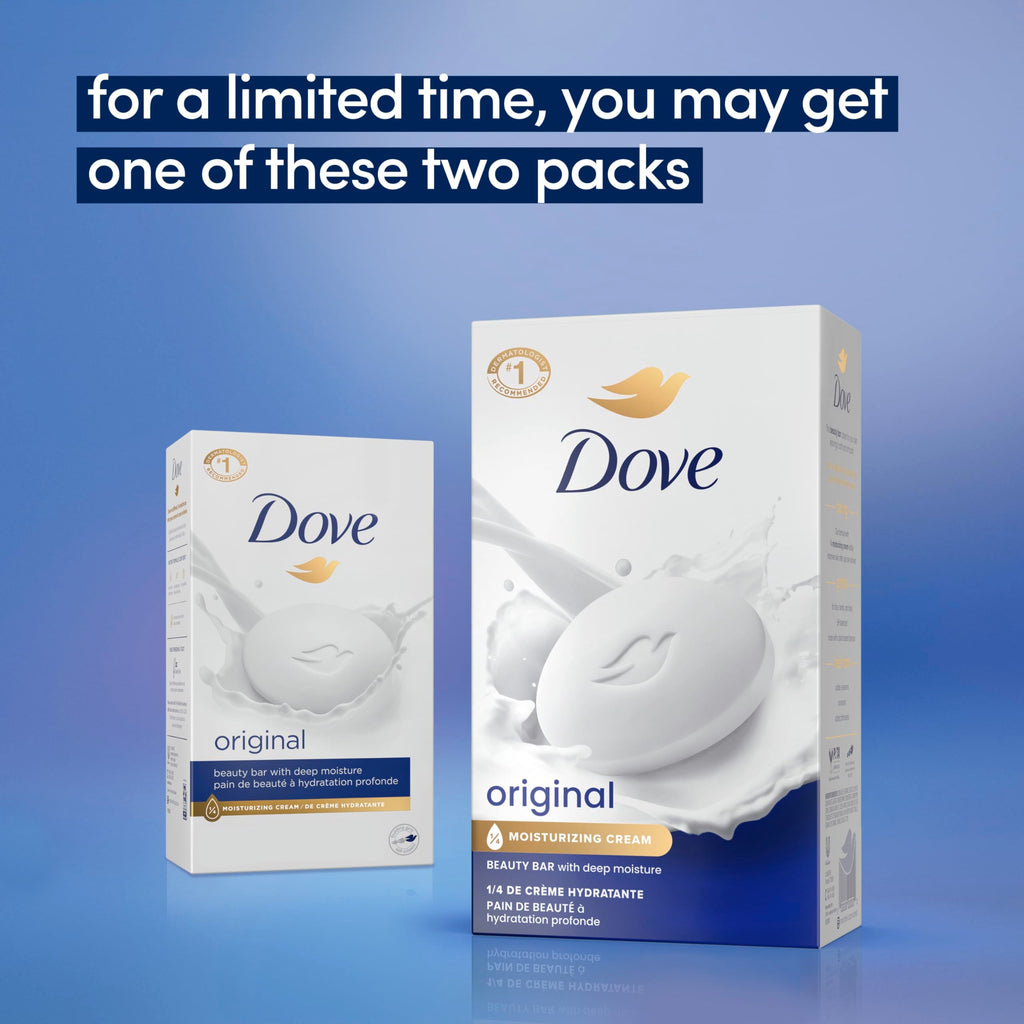 Dove Beauty Bar Original – Pack of 24 with 1/4 Moisturizing Cream for Soft Skin