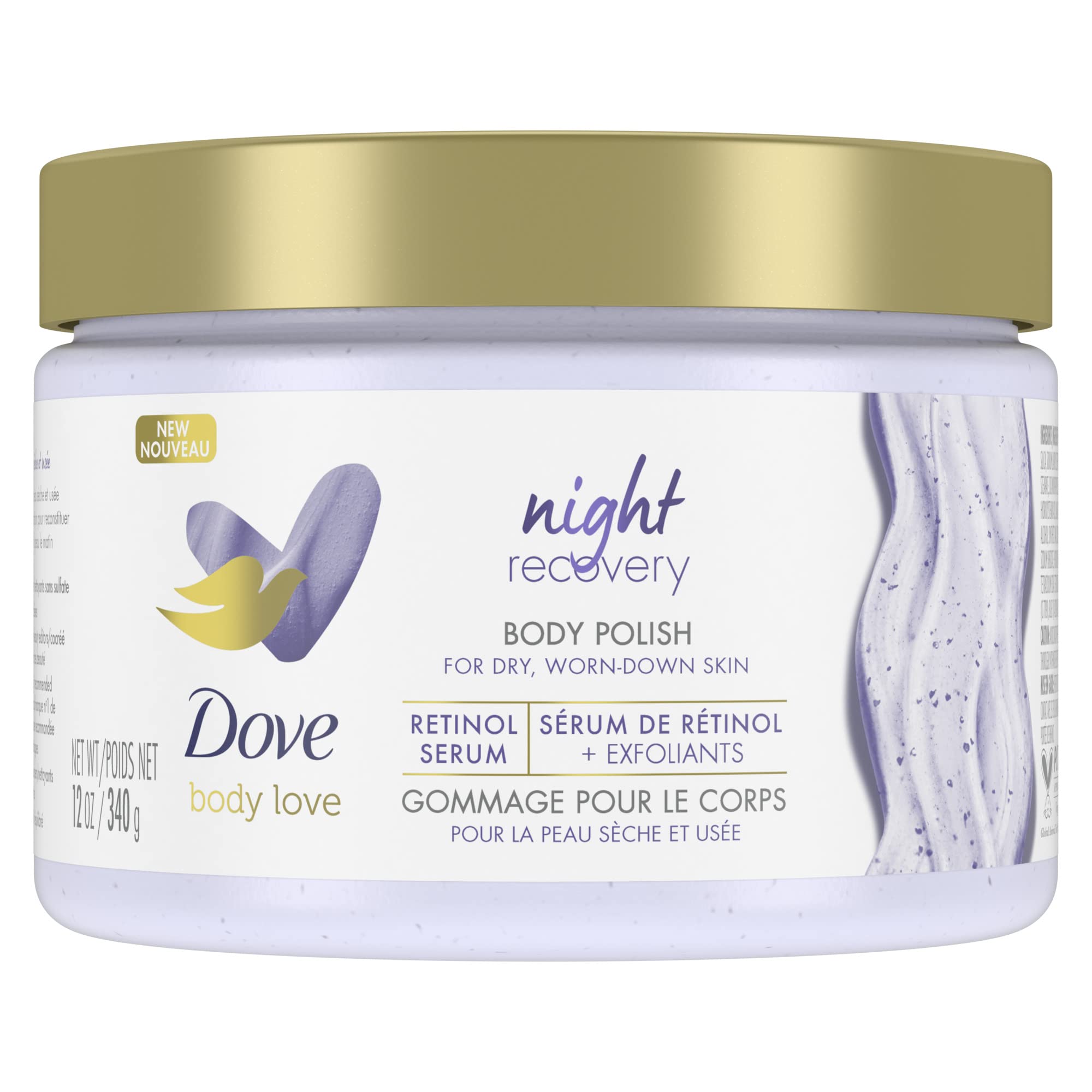 Dove Body Love Night Recovery Scrub with Retinol Serum | 340 g / 11.9 oz