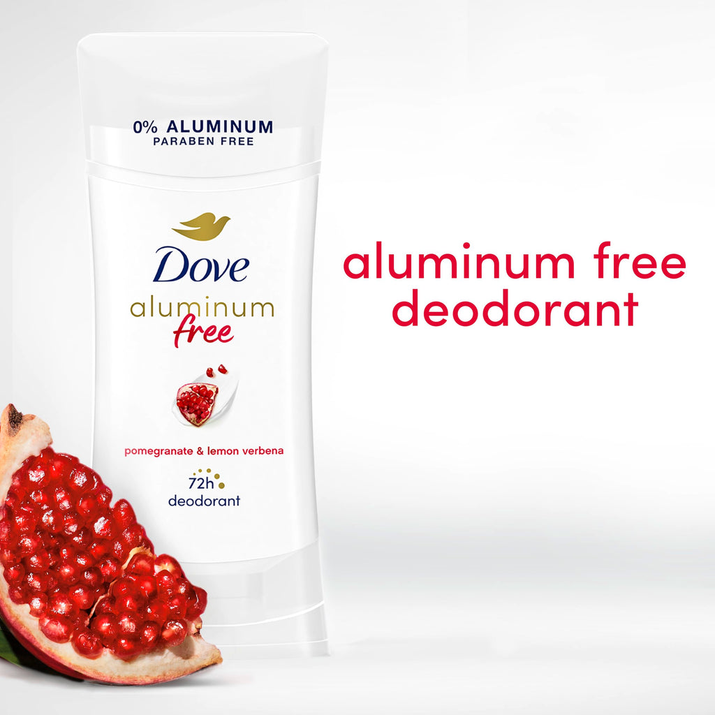 Dove Aluminum Free Deodorant for Women 4 Count Pomegranate and Lemon Verbena 72 hour odor protection 2.6 oz