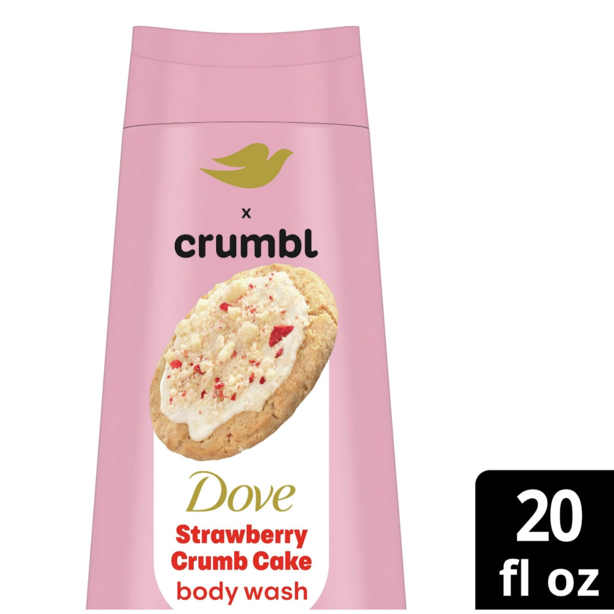 Dove Crumbl Strawberry Moisturizing Body Wash & Scrub Combo – 20oz Wash + 15oz Scrub (Limited Edition)