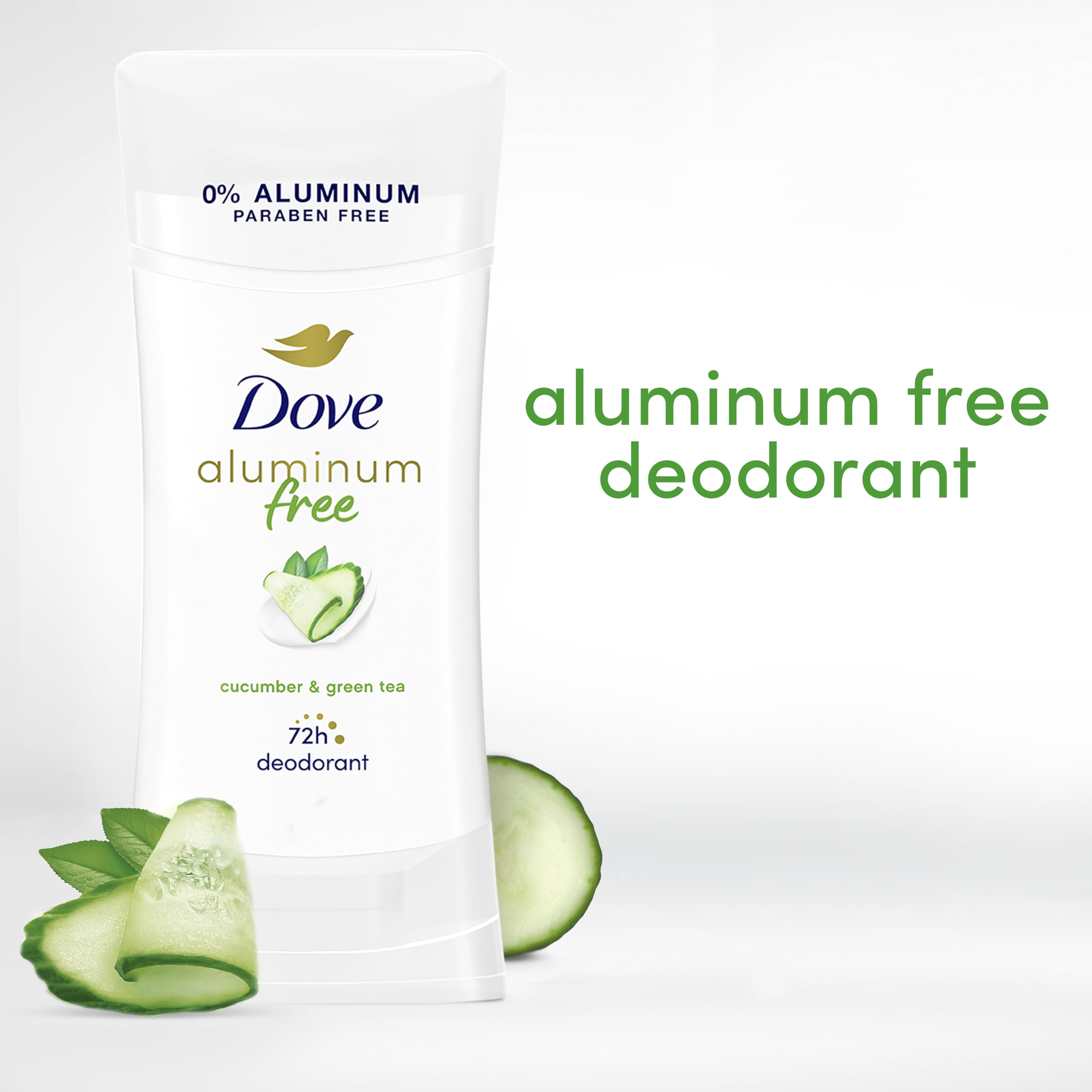 Dove Aluminum Free Deodorant for Women – Cucumber & Green Tea, 4 Count, 2.6 oz Each