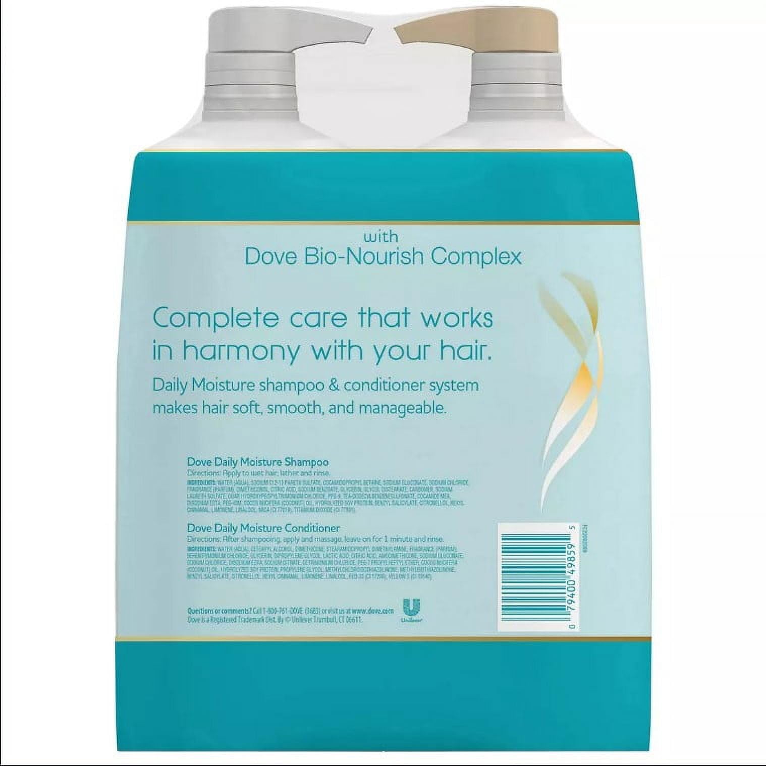 Dove Moisturizing Shampoo and Conditioner with Pump Daily Moisture, 2 ct/40 oz