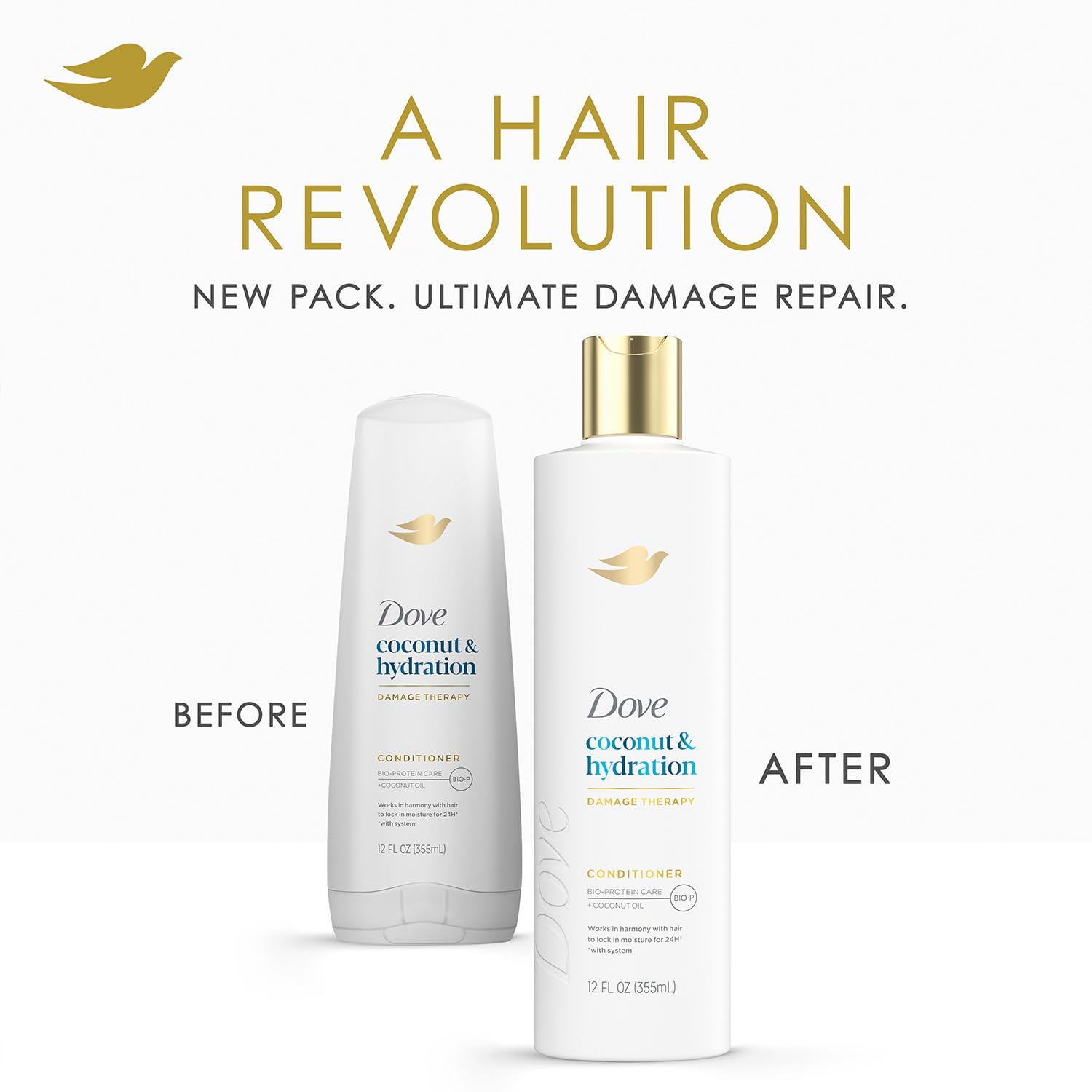 Dove Damage Therapy Conditioner 4-Pack – Coconut & Hydration for 24-Hour Moisture