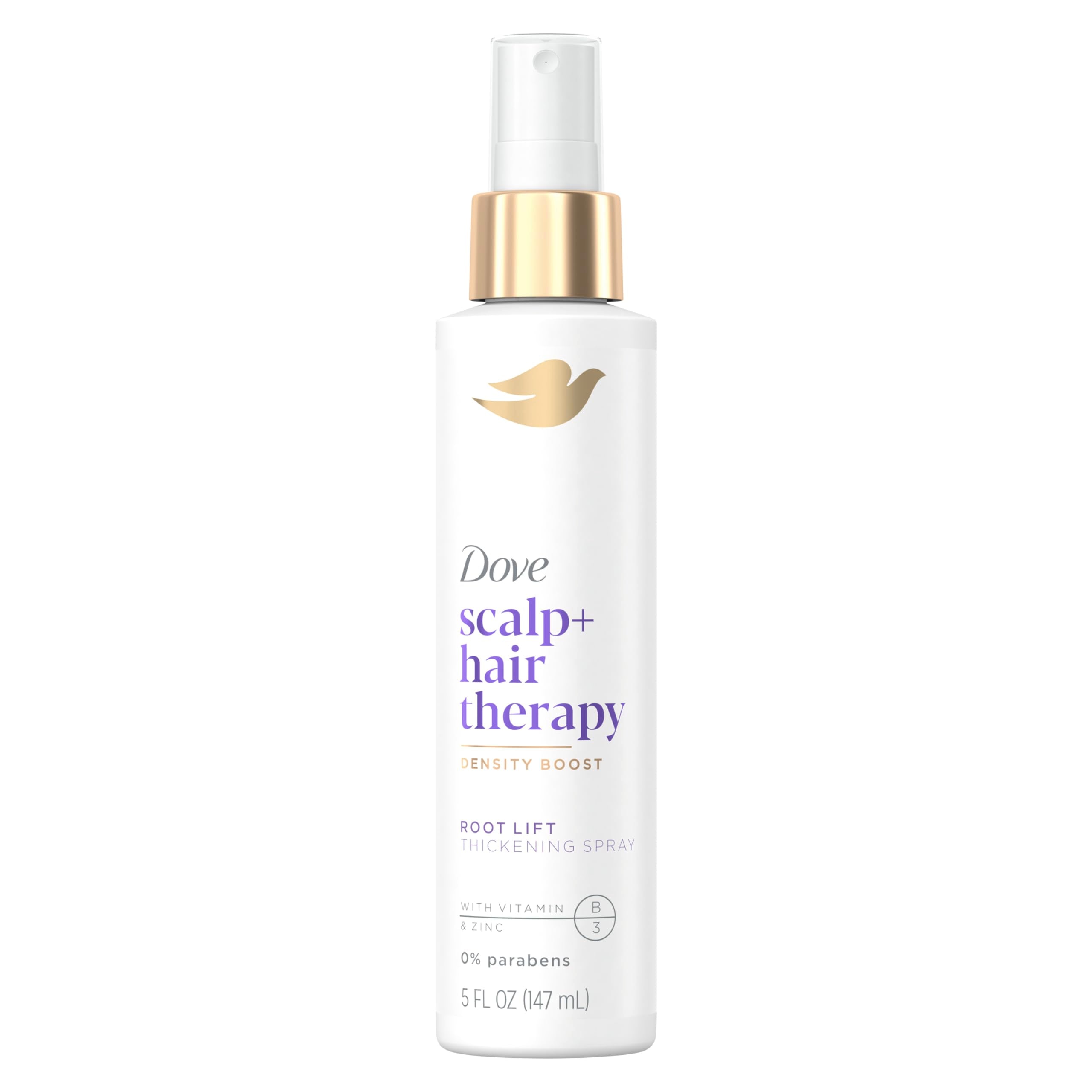 Dove Density Boost Root Lift Thickening Spray – Fuller Hair, Scalp Therapy, 0% Sulfates, 5 oz