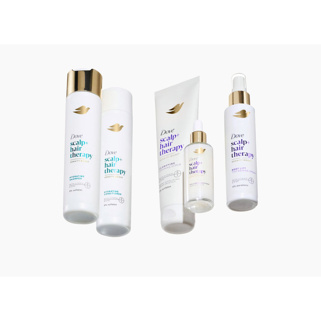 Dove Density Boost Root Lift Thickening Spray – Fuller Hair, Scalp Therapy, 0% Sulfates, 5 oz