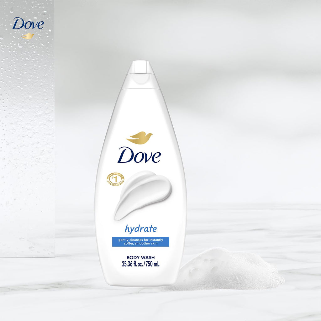 Dove Hydrate Body Wash 4-Pack – Moisturizing Cleanser for Soft, Smooth Skin (25.36 oz each)