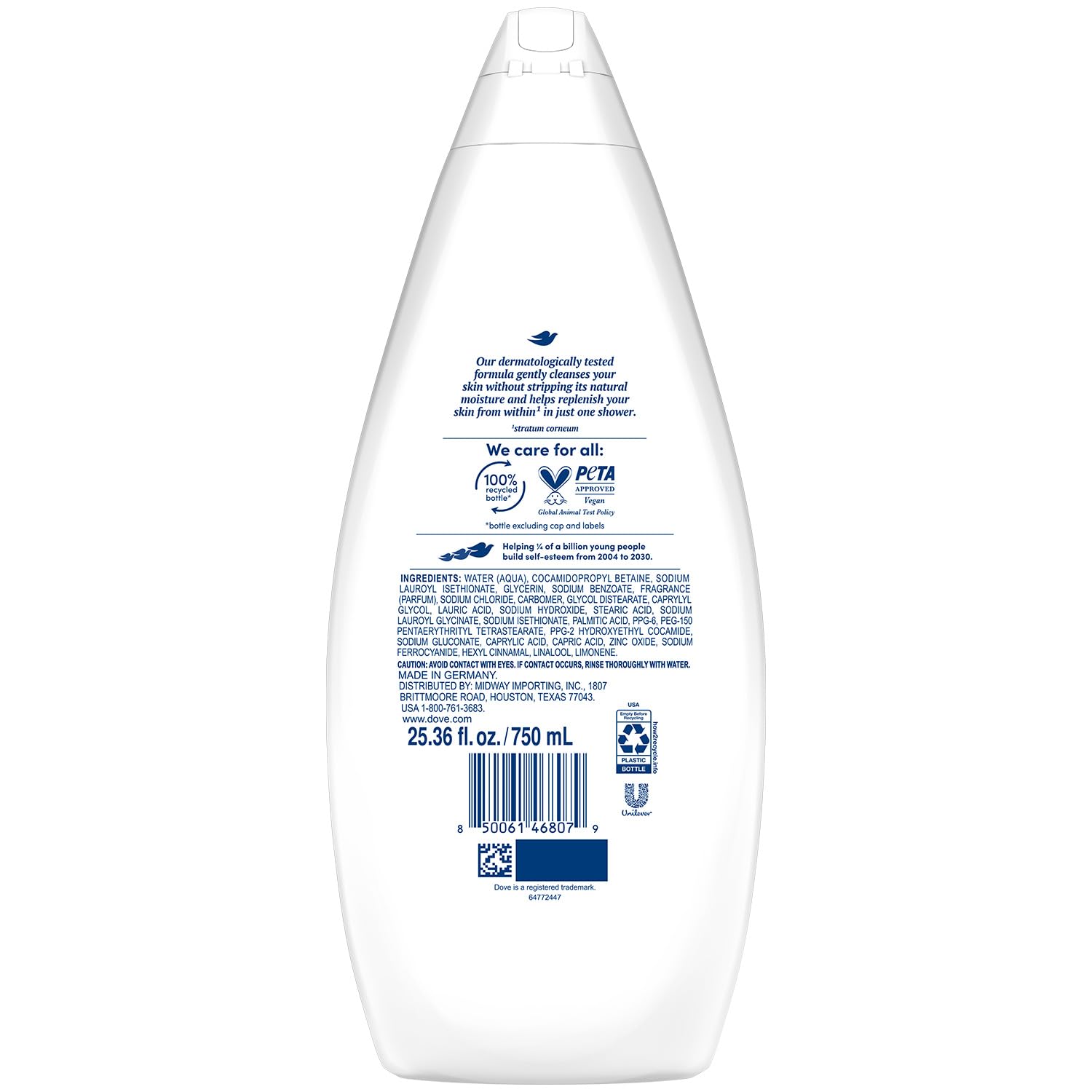 Dove Hydrate Body Wash 4-Pack – Moisturizing Cleanser for Soft, Smooth Skin (25.36 oz each)