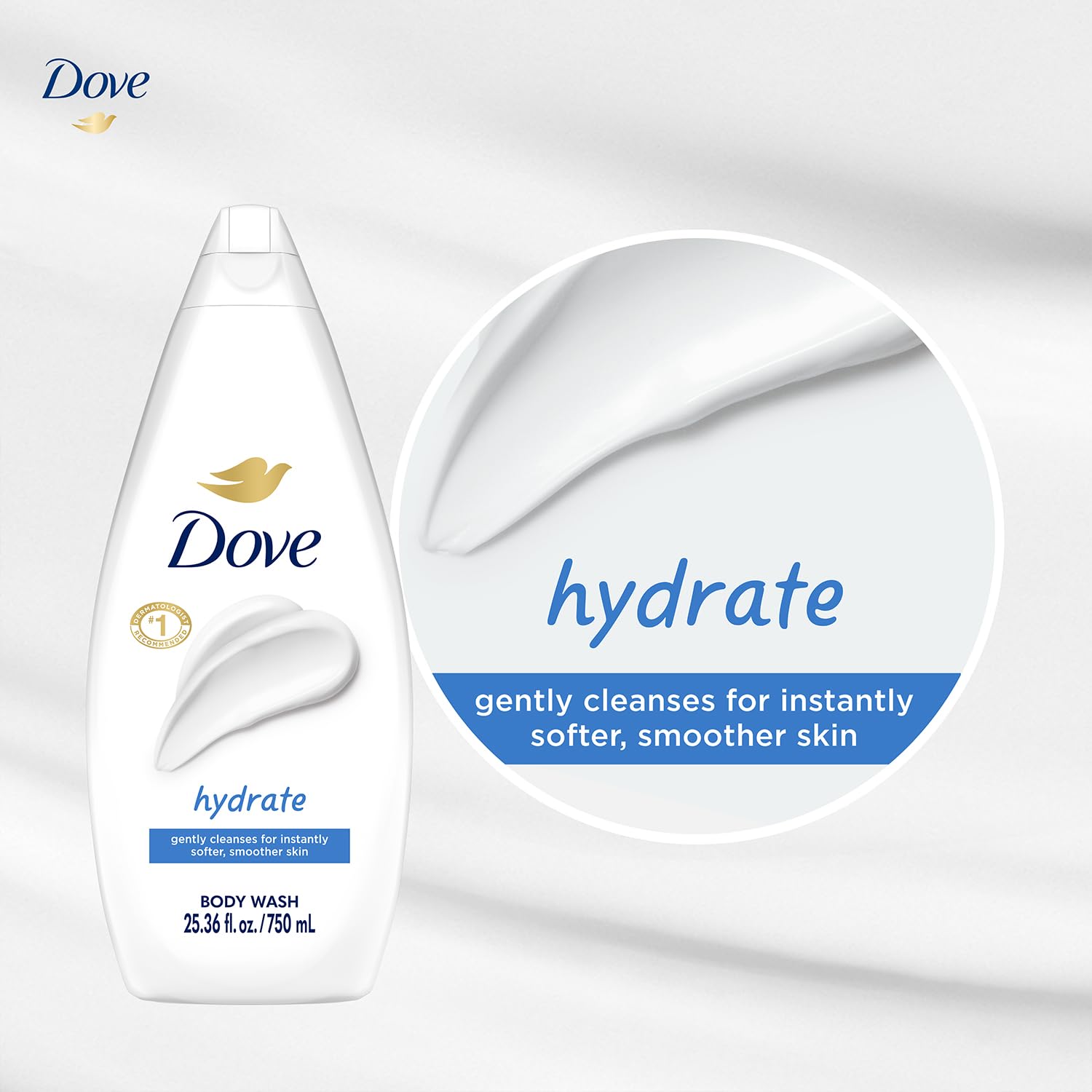 Dove Hydrate Body Wash 4-Pack – Moisturizing Cleanser for Soft, Smooth Skin (25.36 oz each)