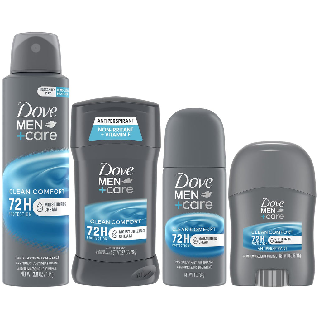 Dove Men+Care Clean Comfort Antiperspirant 4-Piece Set – 72H Protection