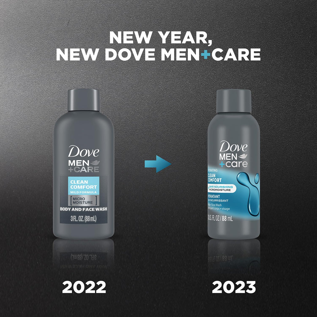 Dove Men+Care Clean Comfort Body & Face Wash 6-Pack – Hydrating Shower Gel for Healthy, Smooth Skin