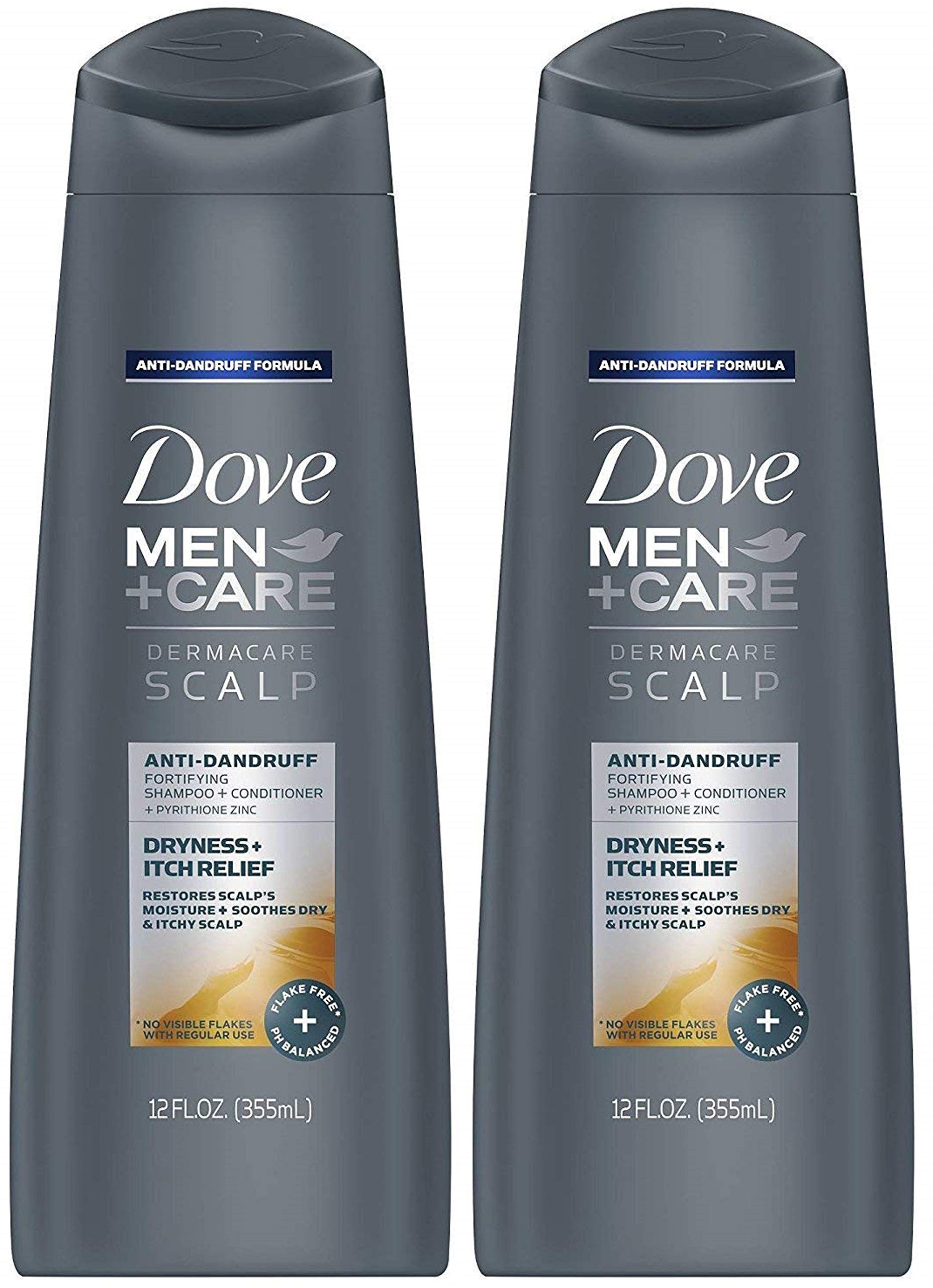 Dove Men+Care Dermacare Scalp 2-in-1 Anti-Dandruff Shampoo + Conditioner — Dryness & Itch Relief, Pack of 2 (12 oz / 355 mL each)