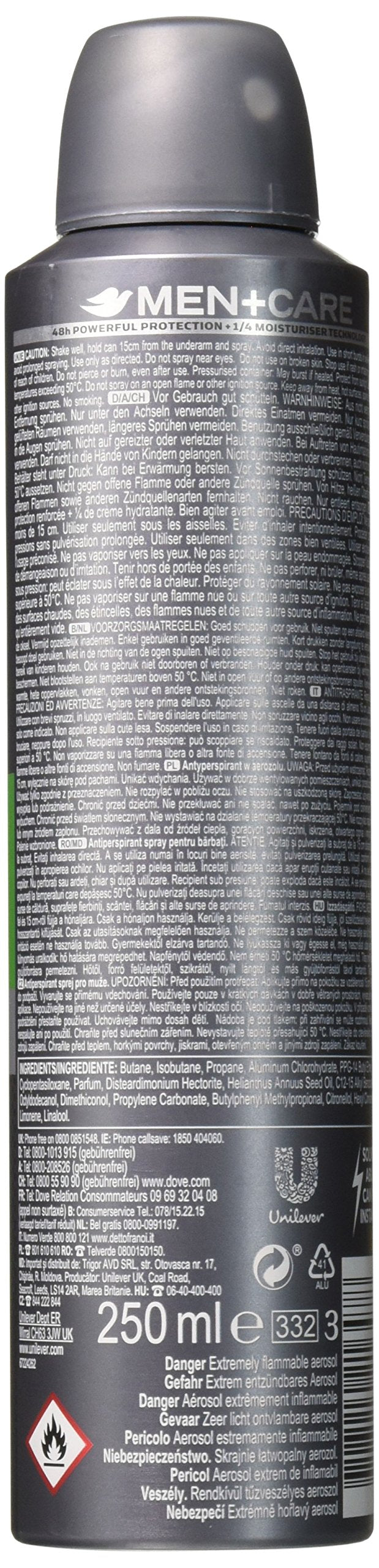 Dove Men + Care Dry Spray Antiperspirant, Extra Fresh – 3.8 oz (6 Pack)