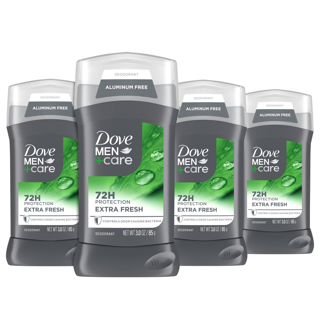 Dove Men+Care Extra Fresh Aluminum-Free Deodorant Stick – 4-Count, 3 oz Each, 72-Hour Odor Protection