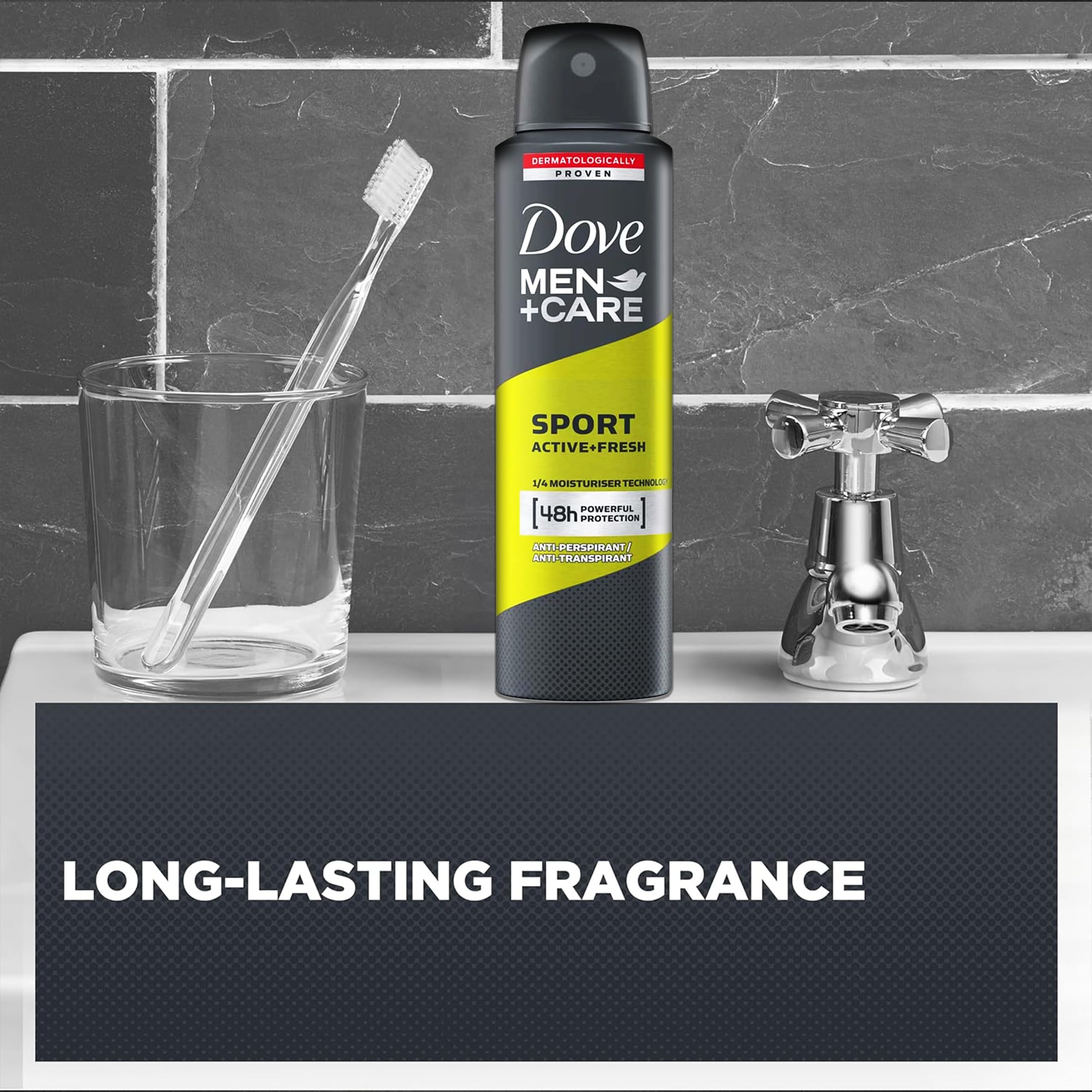 Dove Men+Care Sport Active+Fresh Antiperspirant Spray – 6 Pack, 48-Hour Odor Protection
