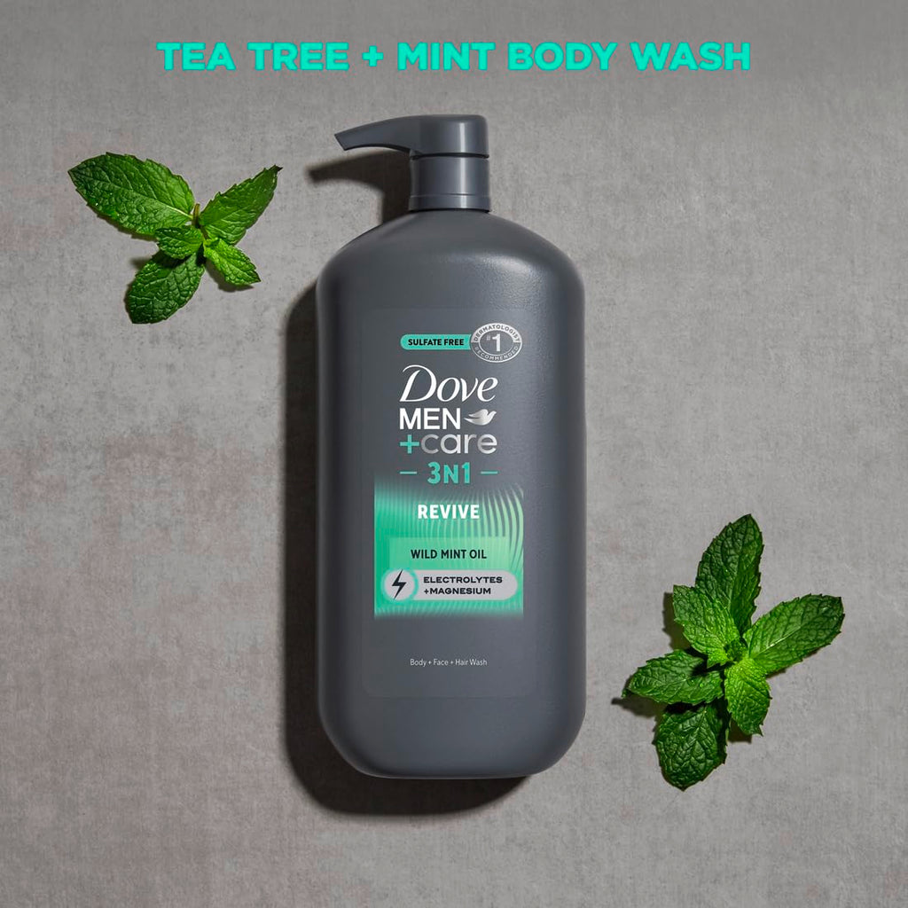 Dove Men+Care Revive 3N1 Body and Face Wash with Wild Mint Oil – 30 oz (3 Count)